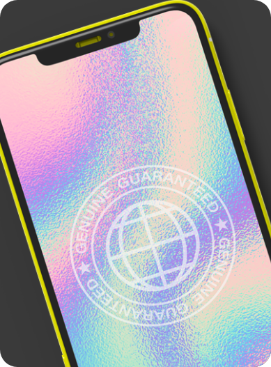 Image of phone with seal of authenticity